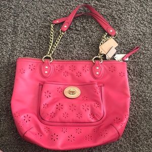 Coach Poppy Eyelet Leather Small chain tote